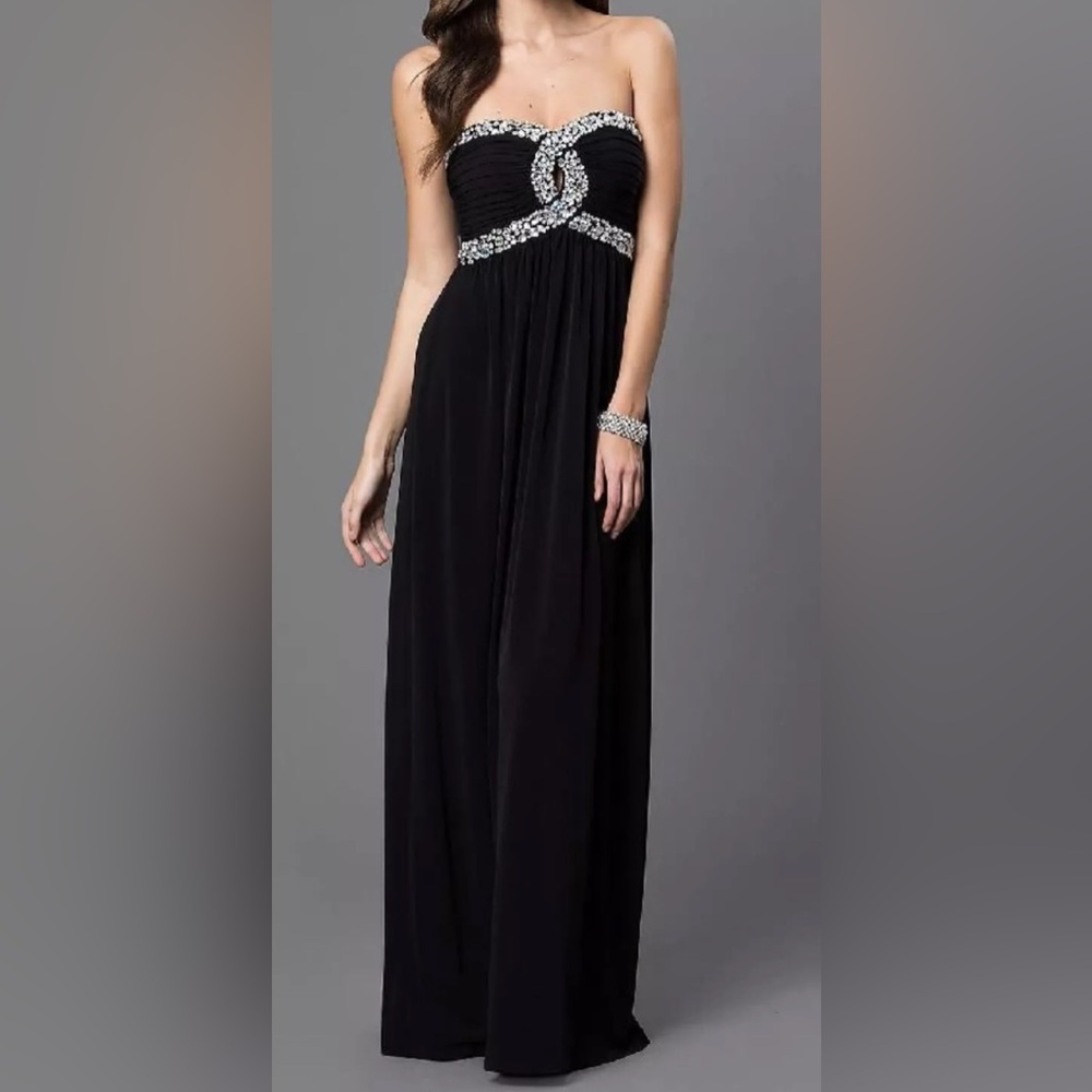 NWT City Triangles Black Strapless Long Formal Prom Dress Size 5 - Picture 1 of 7